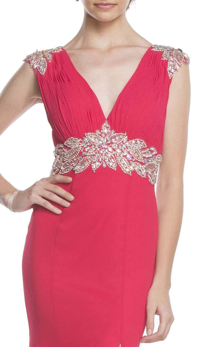 Crystal Embellished Fitted Evening Dress Dress