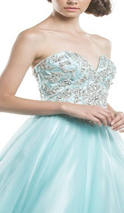 Crystal Embellished Strapless Evening Gown Ball Gowns