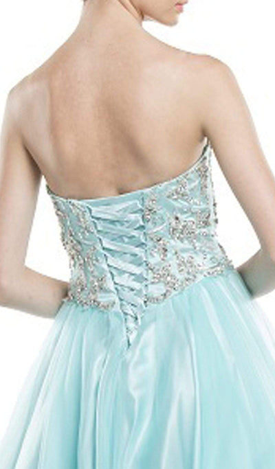 Crystal Embellished Strapless Evening Gown Ball Gowns