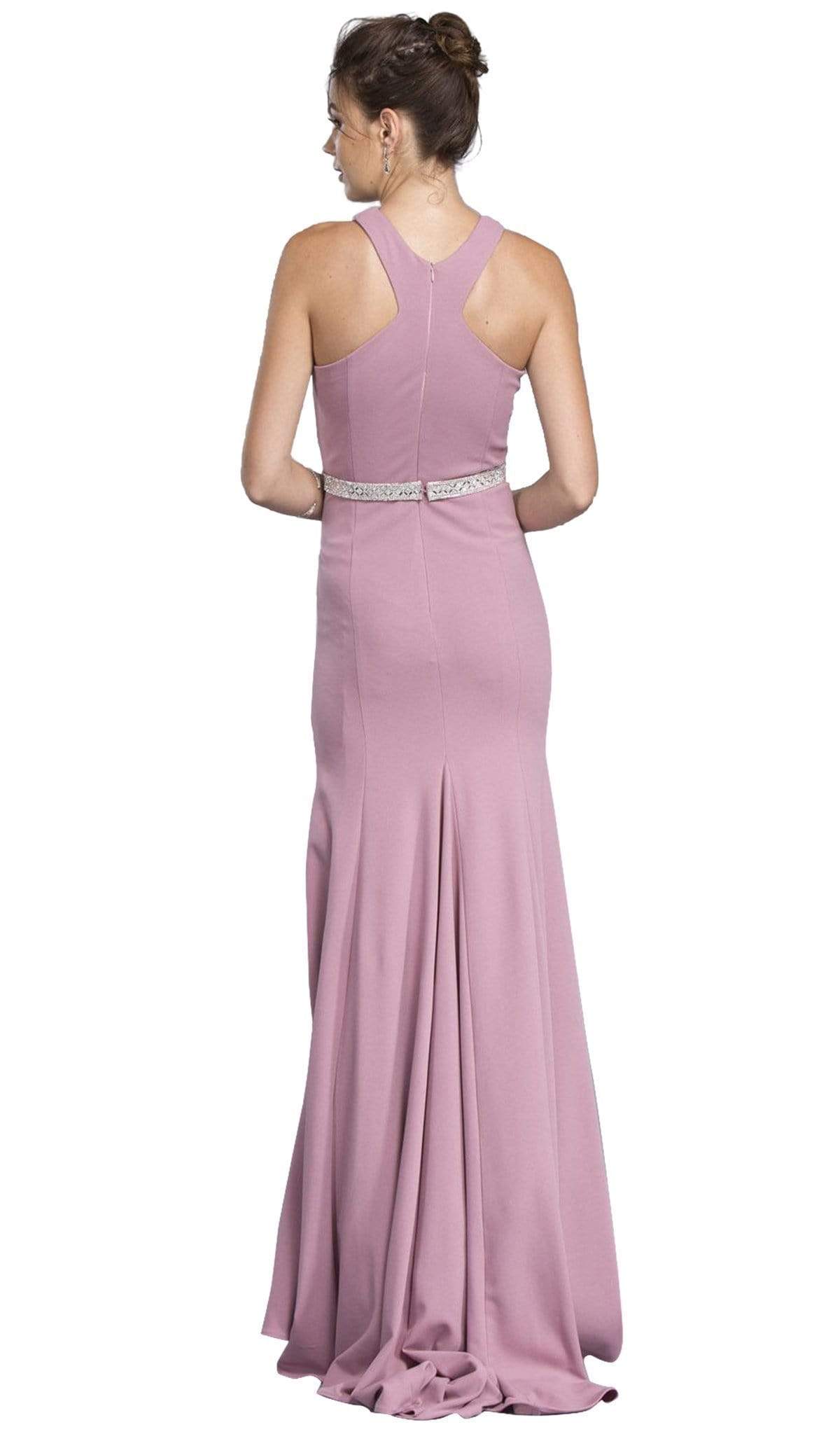 Cut-In Shoulder Long Evening Dress with Train Evening Dresses