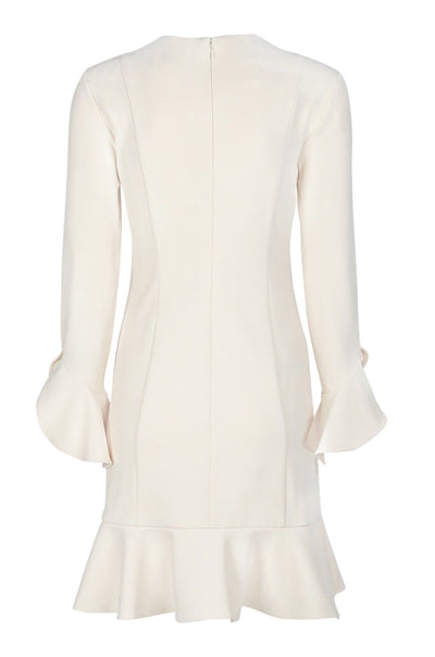 Donna Morgan - D5589MXD Flounce Sleeve V-neck A-line Dress In White
