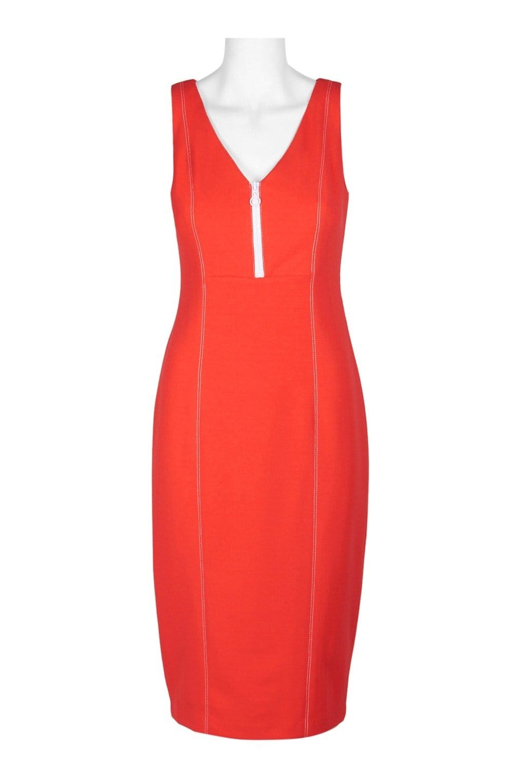 Donna Morgan - D6010M V-neck Stretch Crepe Sheath Dress In Red