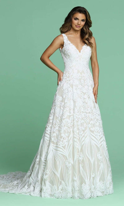 Da Vinci Bridal - Sequined Bridal Gown 50613 In White