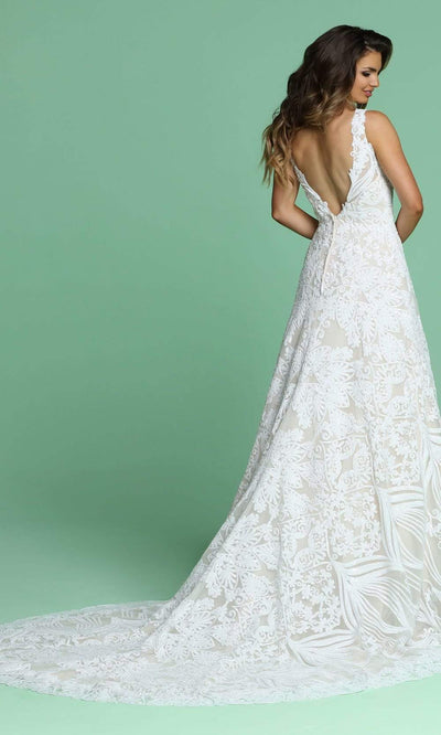 Da Vinci Bridal - Sequined Bridal Gown 50613 In White