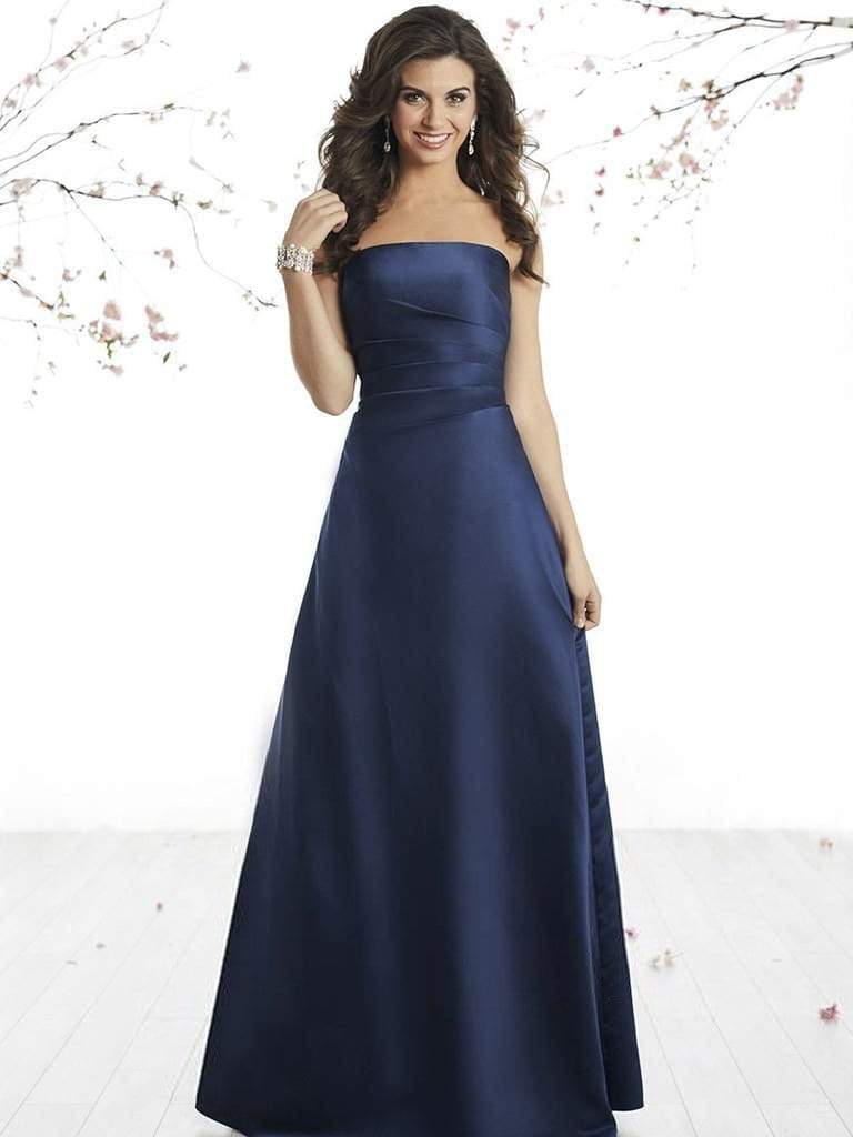 Damas - 52420 Strapless Pleated A-line Dress With Lace Up Back Special Occasion Dress XS / Navy