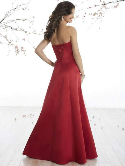 Damas - 52420 Strapless Pleated A-line Dress With Lace Up Back Special Occasion Dress XS / Red