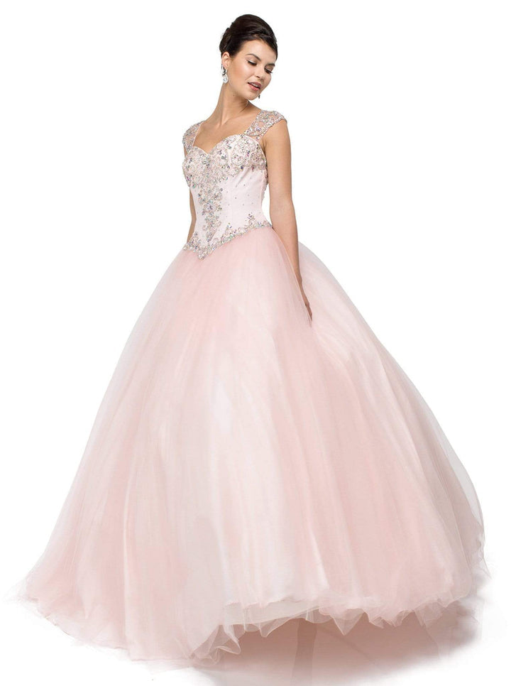 Dancing Queen - Cap Sleeve Embellished Ballgown 1104 In Pink