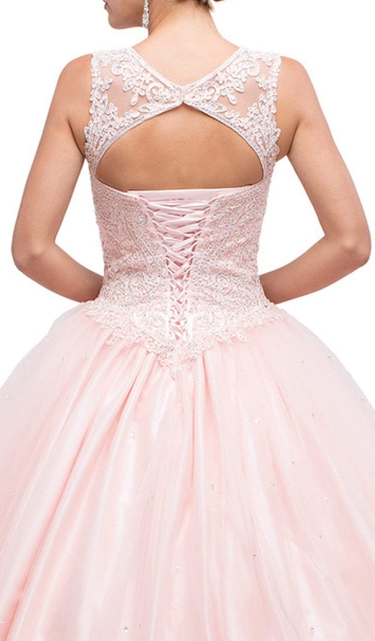 Dancing Queen - 1152 Sleeveless Beaded  Quinceanera Ballgown Special Occasion Dress XL / Blush