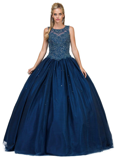 Dancing Queen - 1152 Sleeveless Beaded  Quinceanera Ballgown Special Occasion Dress XS / Navy