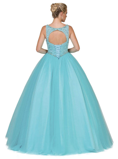 Dancing Queen - 1161 V-Neck Beaded Lace Quinceanera Ball Gown Special Occasion Dress