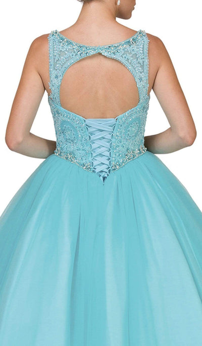 Dancing Queen - 1161 V-Neck Beaded Lace Quinceanera Ball Gown Special Occasion Dress