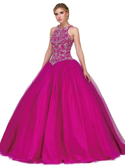 Dancing Queen - 1164 Sleeveless Jewel Embellished Quinceanera Ball Gown Special Occasion Dress XS / Magenta