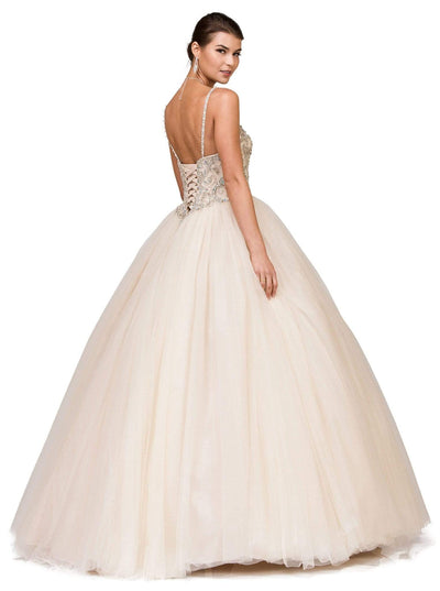 Dancing Queen - 1174 Bejeweled Sweetheart Quinceanera Gown Special Occasion Dress M / Champagne