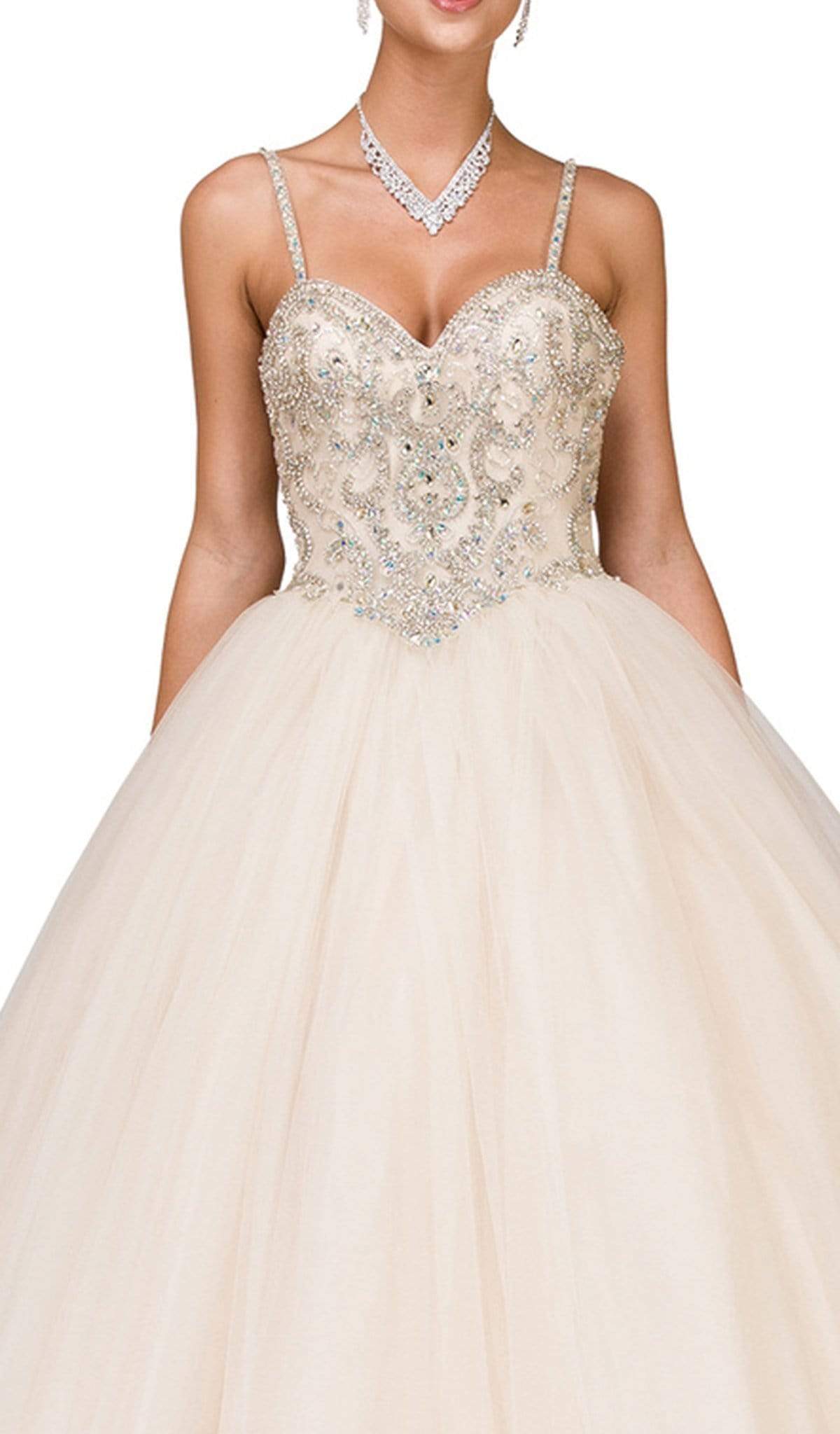 Dancing Queen - 1174 Bejeweled Sweetheart Quinceanera Gown Special Occasion Dress S / Babyblue