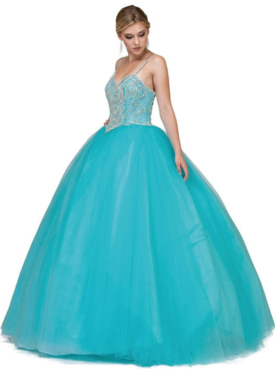 Dancing Queen - 1174 Bejeweled Sweetheart Quinceanera Gown Special Occasion Dress XS / Babyblue