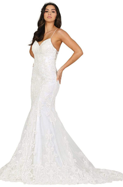 Dancing Queen - 118 Embroidered Sweetheart Mermaid Wedding Dress Wedding Dresses XS / Off White