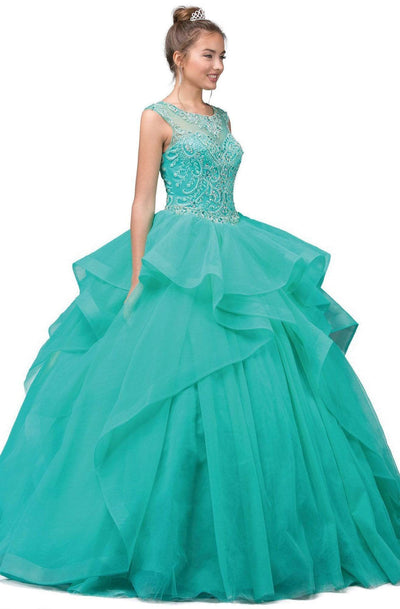 Dancing Queen - 1198 Cap Sleeve Jeweled Embroidery Ballgown Ball Gowns