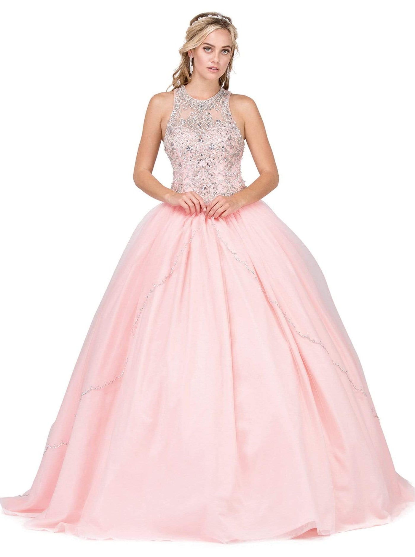 Dancing Queen - 1205 Embellished Jewel Quinceanera Gown Special Occasion Dress XS / Blush