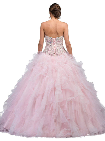 Dancing Queen - 1210 Strapless Jeweled Sweetheart Ruffled Quinceanera Ballgown Special Occasion Dress