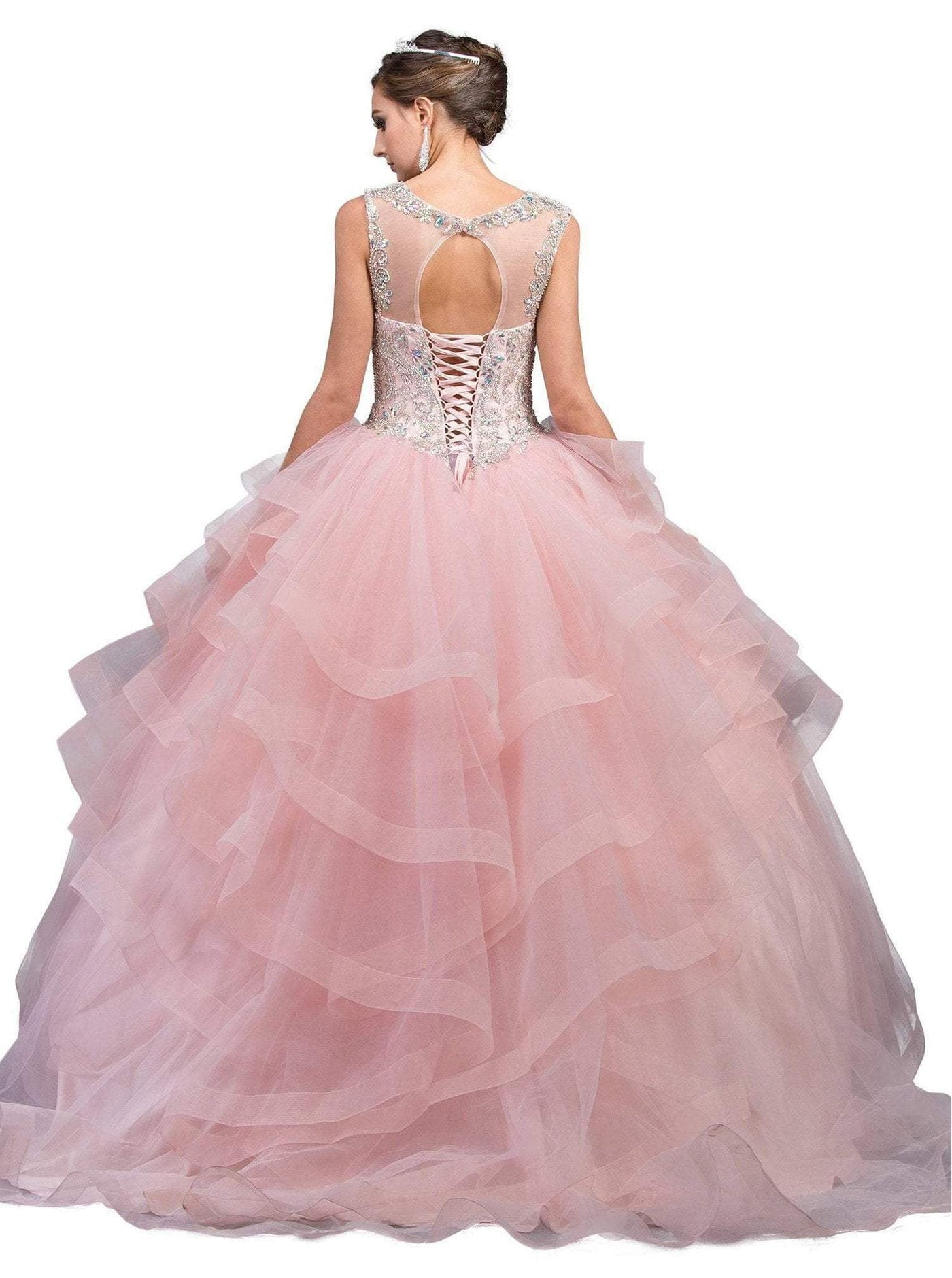 Dancing Queen - 1214 Crystal Embellished Ruffled Quinceanera Gown Special Occasion Dress