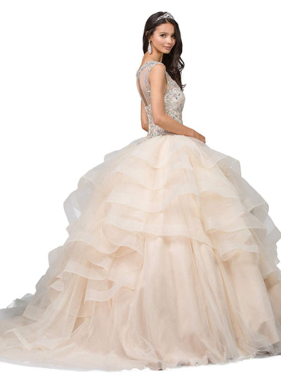 Dancing Queen - 1214 Crystal Embellished Ruffled Quinceanera Gown Special Occasion Dress