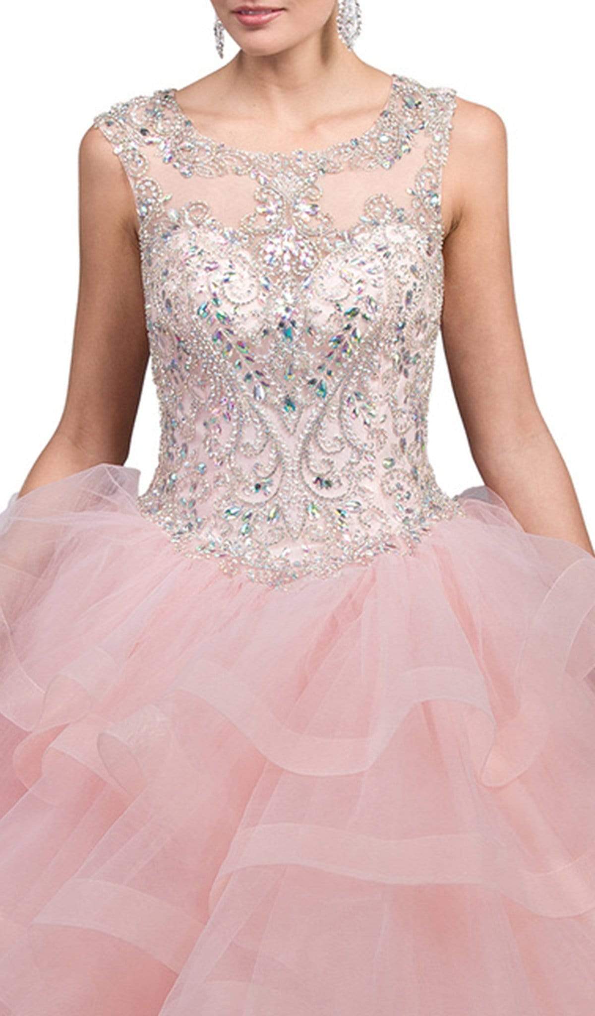 Dancing Queen - 1214 Crystal Embellished Ruffled Quinceanera Gown Special Occasion Dress