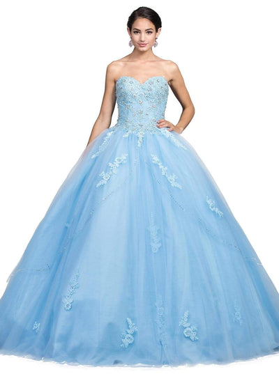 Dancing Queen - 1224 Strapless Sweetheart Lace-up Back Ballgown Special Occasion Dress XS / Babyblue