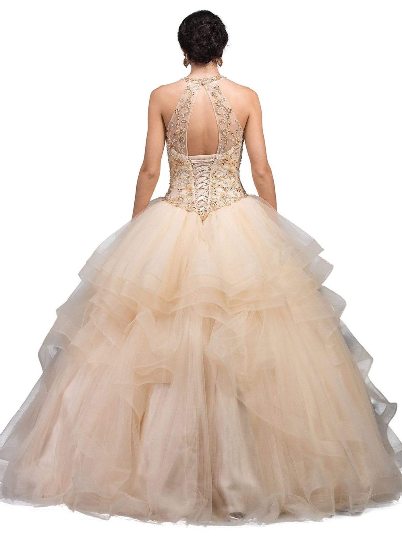 Dancing Queen - 1231 Embellished Halter Quinceanera Ballgown Special Occasion Dress