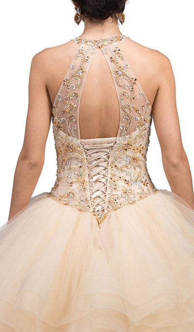 Dancing Queen - 1231 Embellished Halter Quinceanera Ballgown Special Occasion Dress