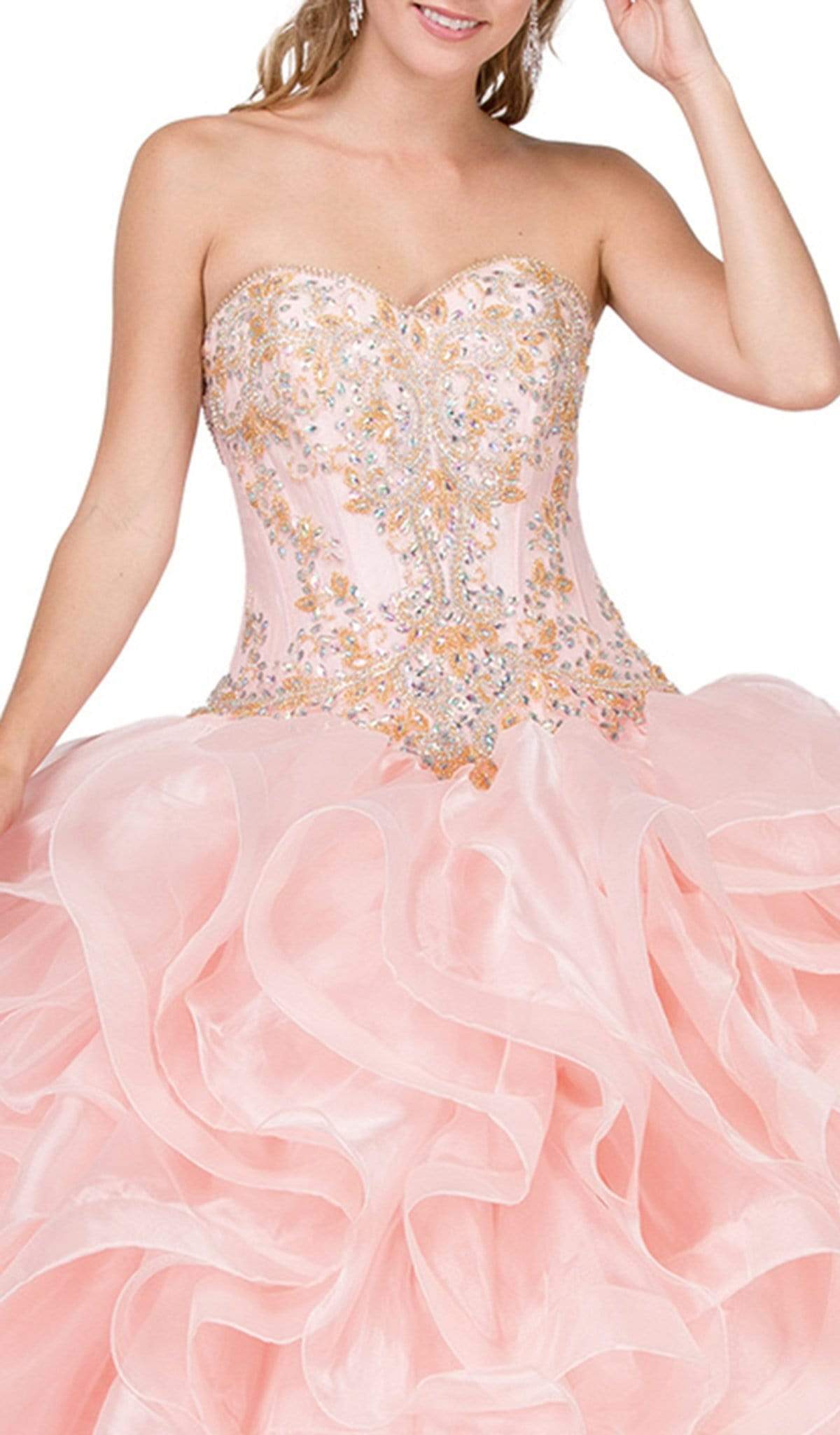 Dancing Queen - 1250 Strapless Embroidered Ruffled Quinceanera Gown Special Occasion Dress