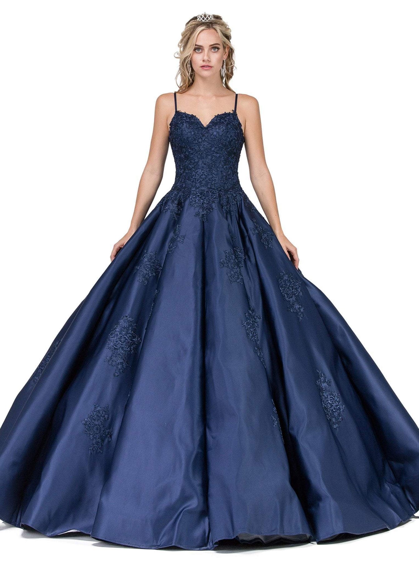 Dancing Queen - 1325 Applique Sweetheart Ballgown Special Occasion Dress XS / Navy