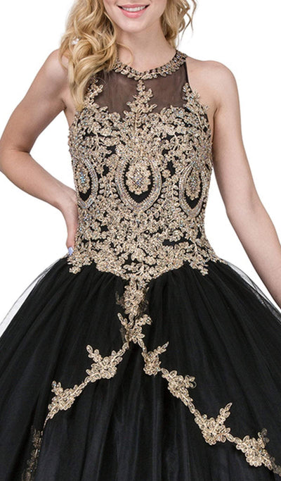 Dancing Queen - 1326 Gilded Illusion Halter Quinceanera Ballgown Special Occasion Dress