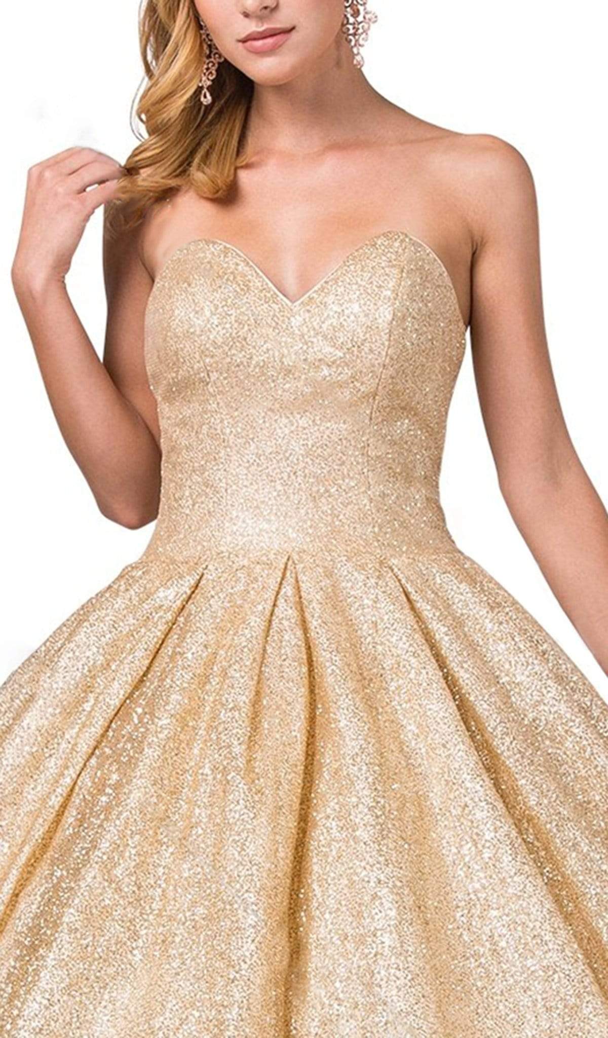 Dancing Queen - 1341 Strapless Sweetheart Bodice Glitter Ballgown Special Occasion Dress