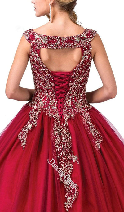 Dancing Queen - 1343 Cap Sleeve Gilt-Appliqued Overskirt Ballgown Special Occasion Dress