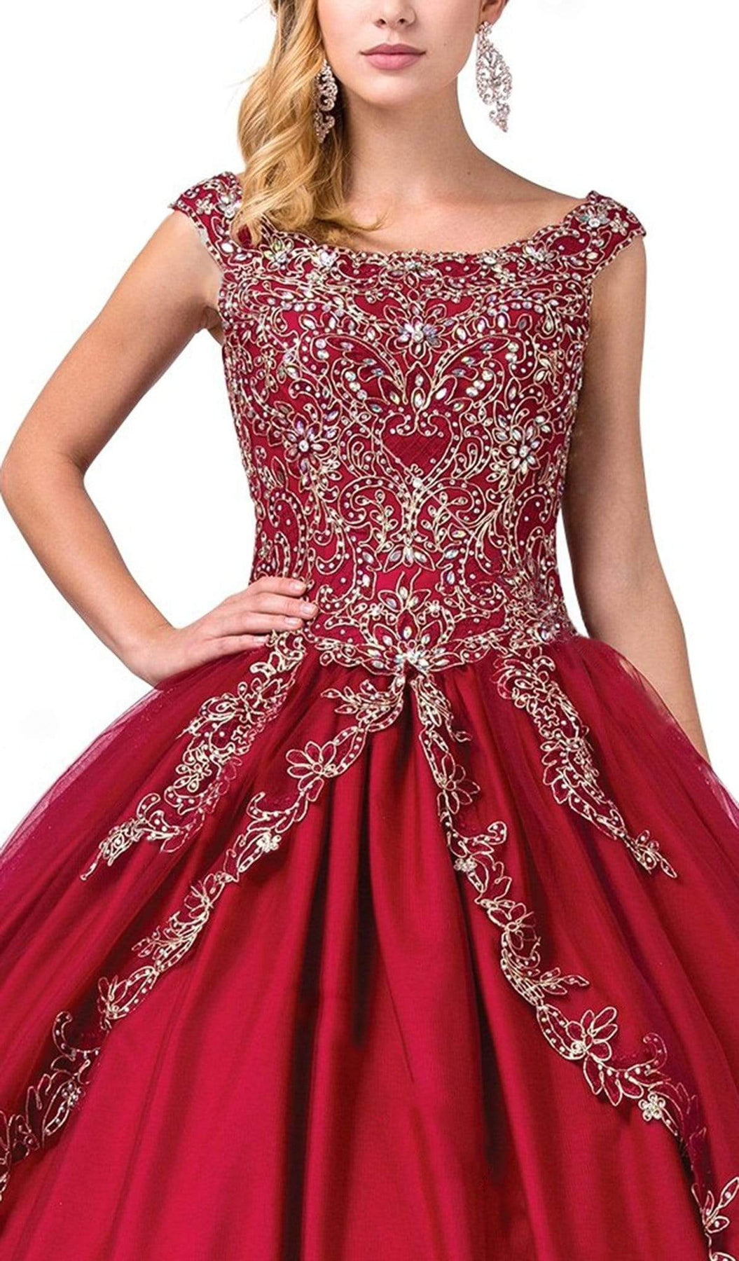 Dancing Queen - 1343 Cap Sleeve Gilt-Appliqued Overskirt Ballgown Special Occasion Dress