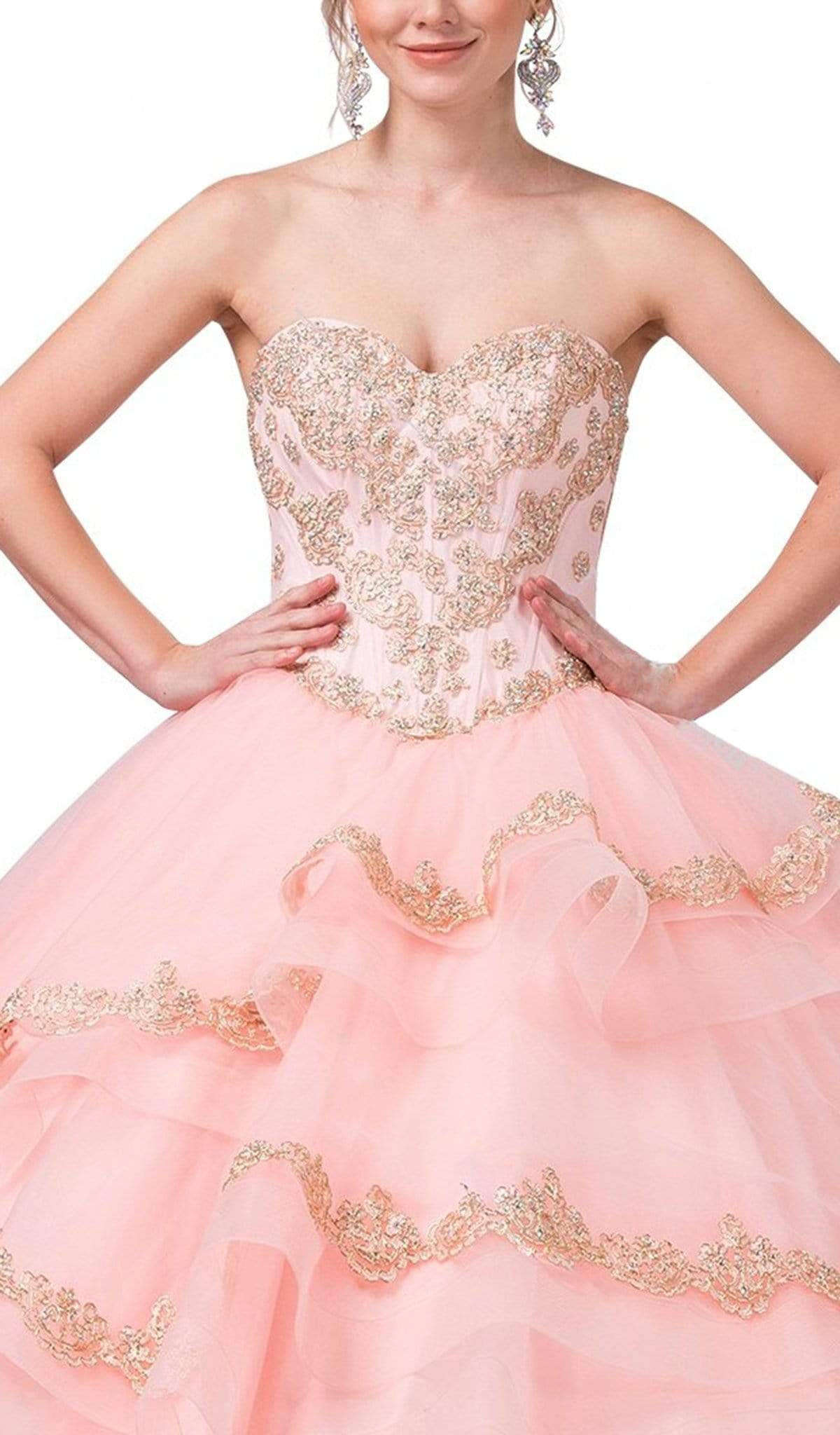 Dancing Queen - 1372 Gilt-Appliqued Corset Bodice Tiered Ballgown Special Occasion Dress