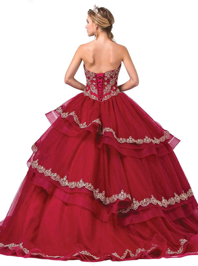 Dancing Queen - 1372 Gilt-Appliqued Corset Bodice Tiered Ballgown Special Occasion Dress