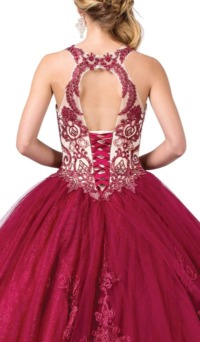 Dancing Queen - 1392 Embroidered Cutout Back Tulle Ballgown Special Occasion Dress