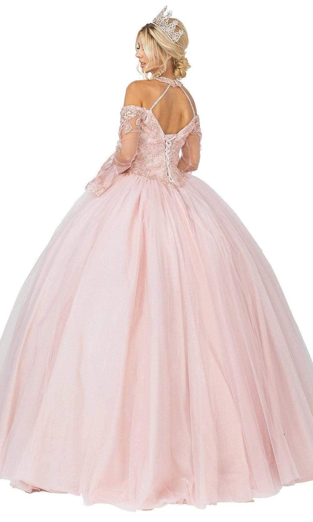 Dancing Queen - 1393 Embroidered Bell Sleeve Ballgown Quinceanera Dresses