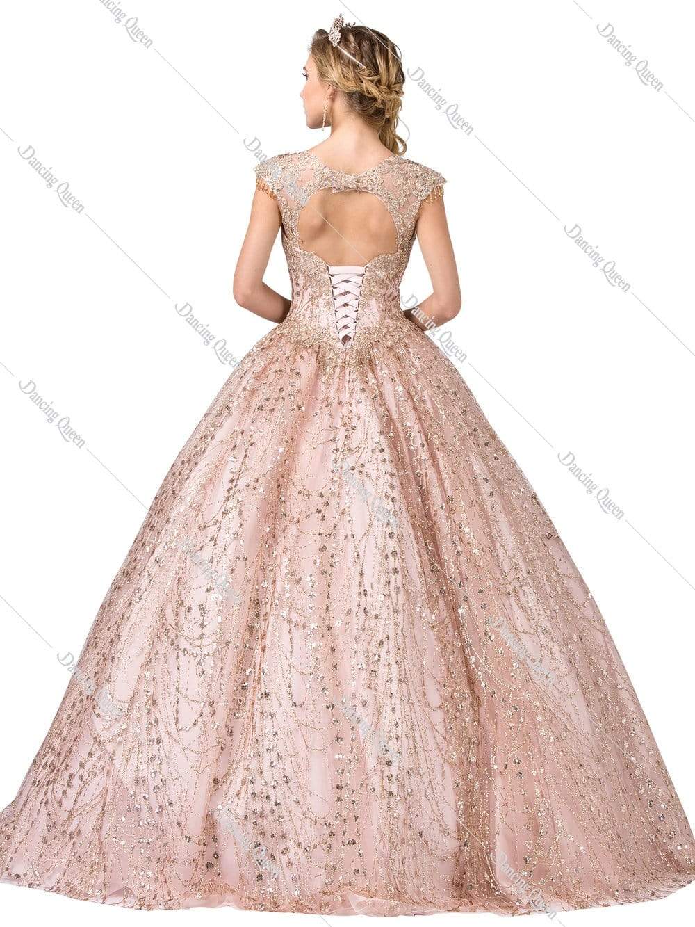Dancing Queen - 1397 Sweetheart Bodice Gold Accented Ballgown Special Occasion Dress