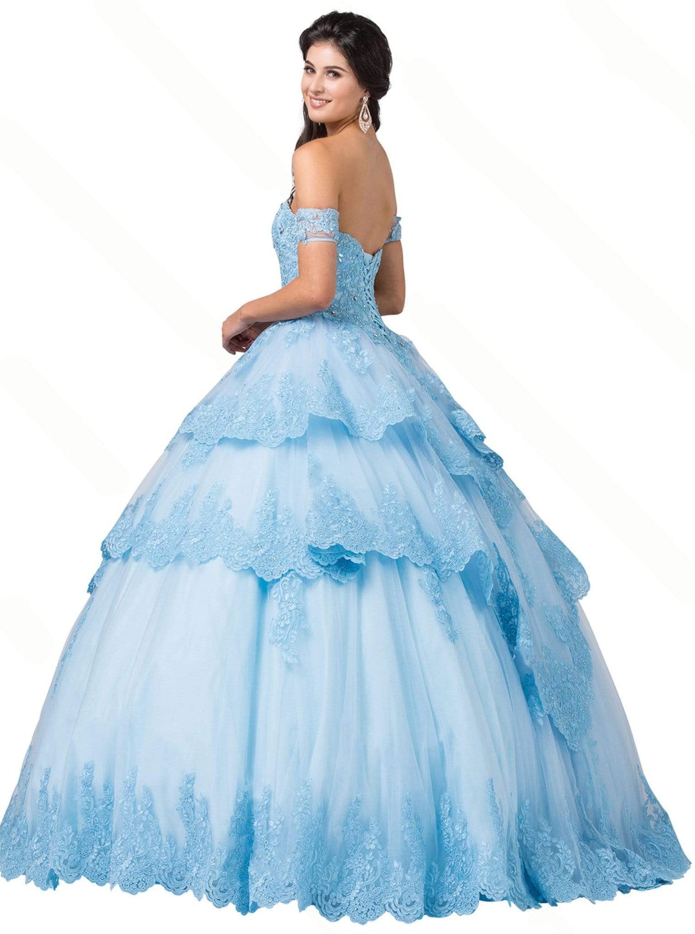 Dancing Queen - 1404 Strapless Sweetheart Tiered Scallop Hem Ballgown Special Occasion Dress