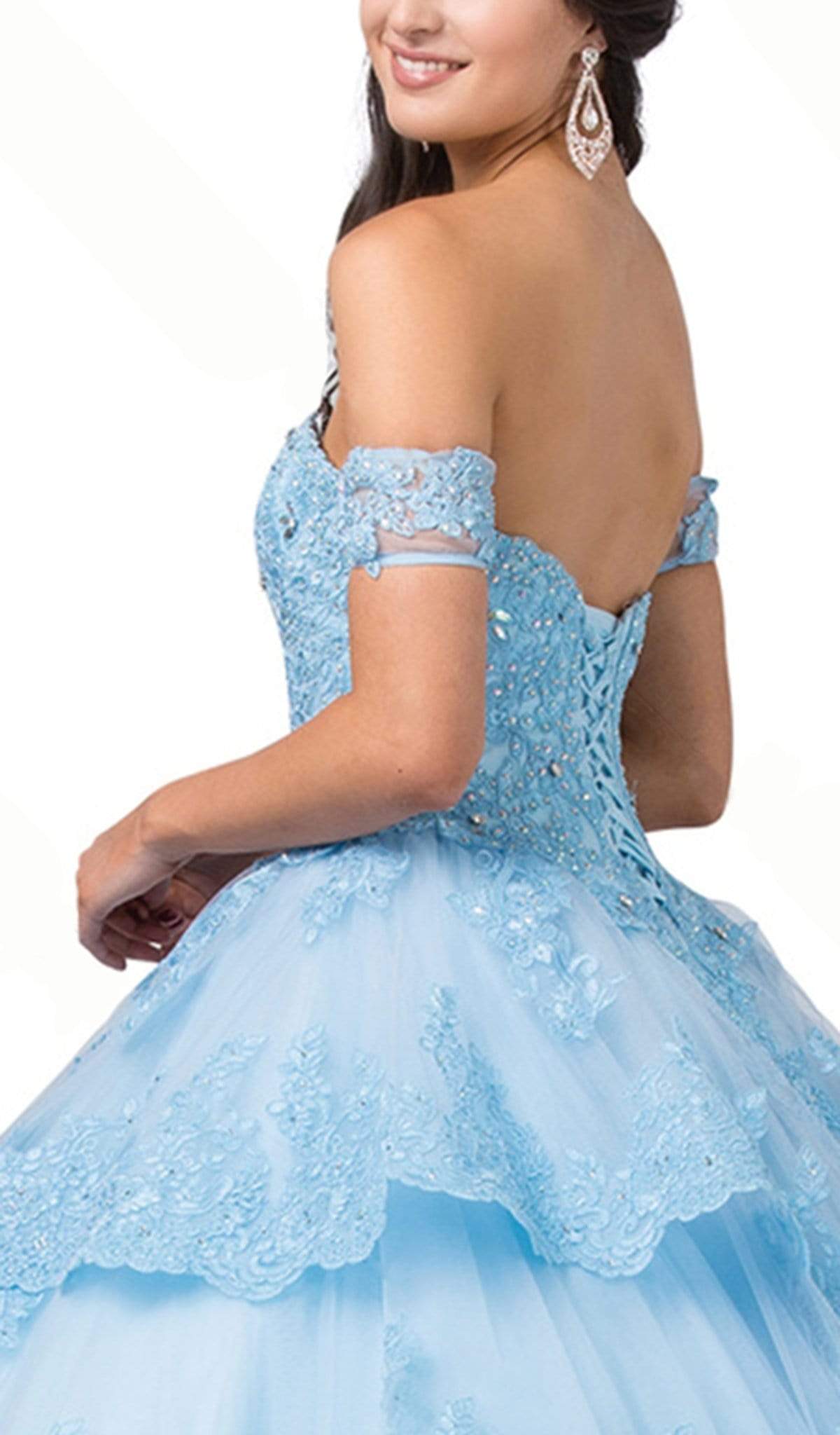 Dancing Queen - 1404 Strapless Sweetheart Tiered Scallop Hem Ballgown Special Occasion Dress