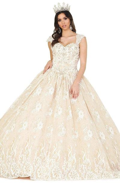 Dancing Queen - 1408 Lace Embellished Sweetheart Quinceanera Gown Quinceanera Dresses XS / Off White/Champagne