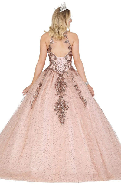 Dancing Queen - 1437 Glitter Embellished V-Neck Quinceanera Gown Quinceanera Dresses