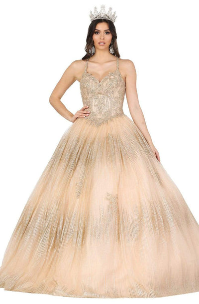 Dancing Queen - 1442 Glitter Sweetheart Quinceanera Dress Quinceanera Dresses XS / Gold