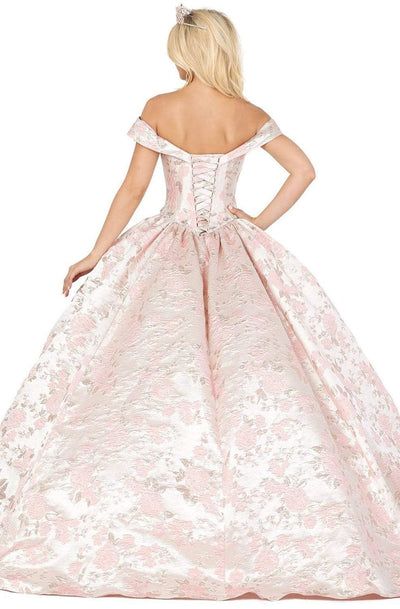 Dancing Queen - 1445 Floral Brocade Off Shoulder Ballgown Sweet 16 Dresses