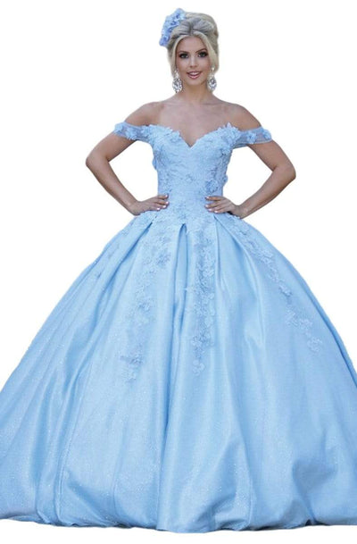 Dancing Queen - 1501 Floral Appliqued Corset Ballgown Sweet 16 Dresses XS / Bahama Blue