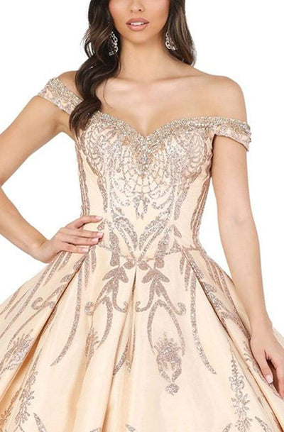Dancing Queen - 1502 Embellished Off-Shoulder Pleated Ballgown Quinceanera Dresses