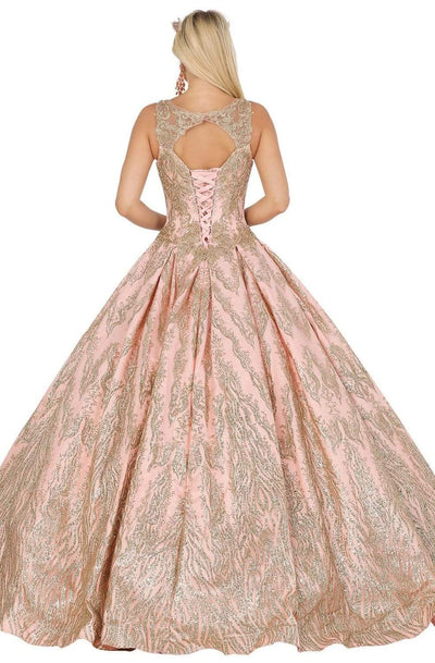 Dancing Queen - 1508 Embellished V-neck Pleated Ballgown Quinceanera Dresses