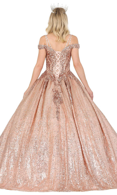 Dancing Queen 1515 - Cold Shoulder Sequin Ballgown Ball Gowns